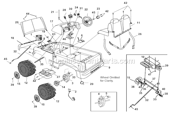 Page A Diagram and Parts List for B1476-9993 Before 03/24/203 Power Wheels Ride-On Cars